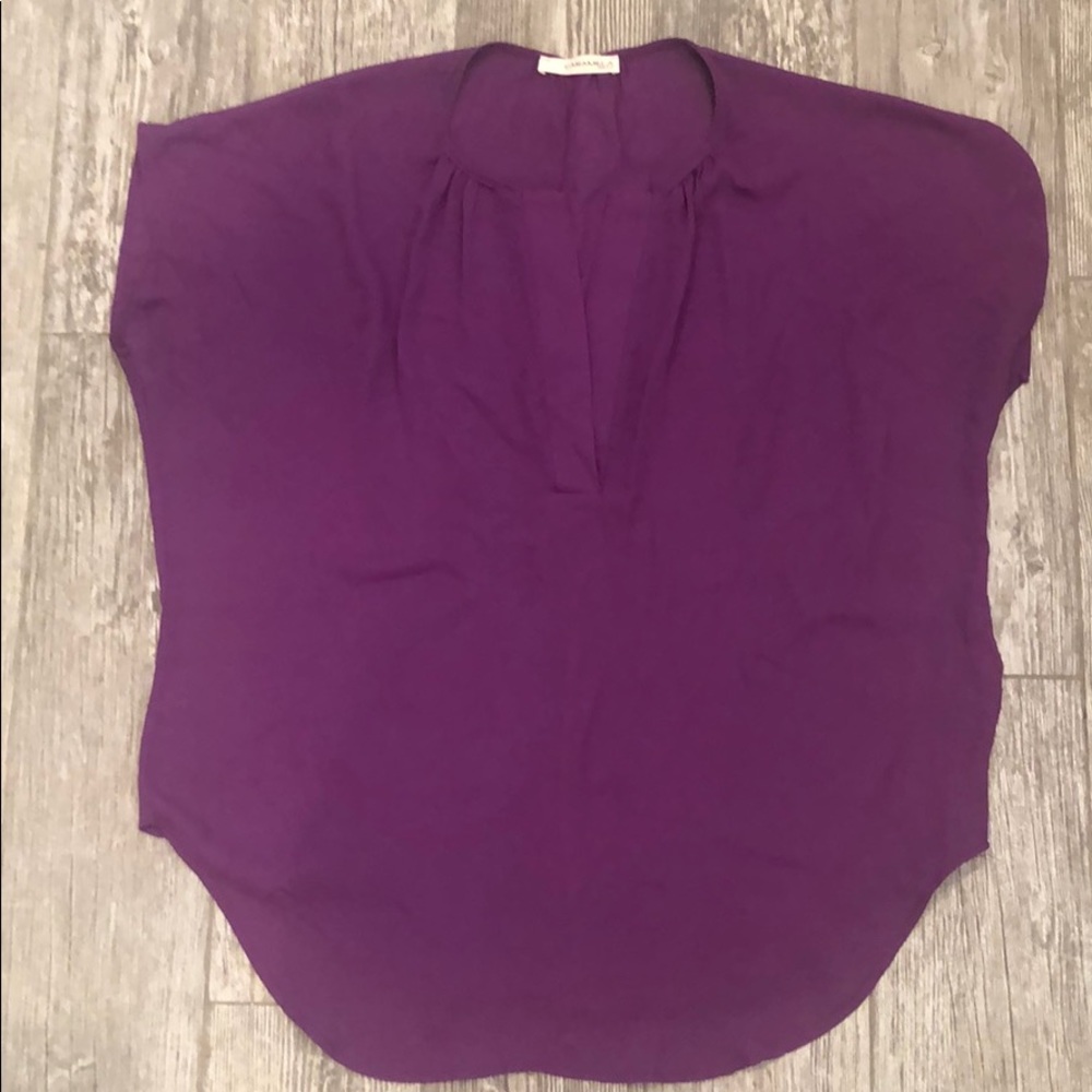 Caramela Purple Short Sleeve Loose Blouse